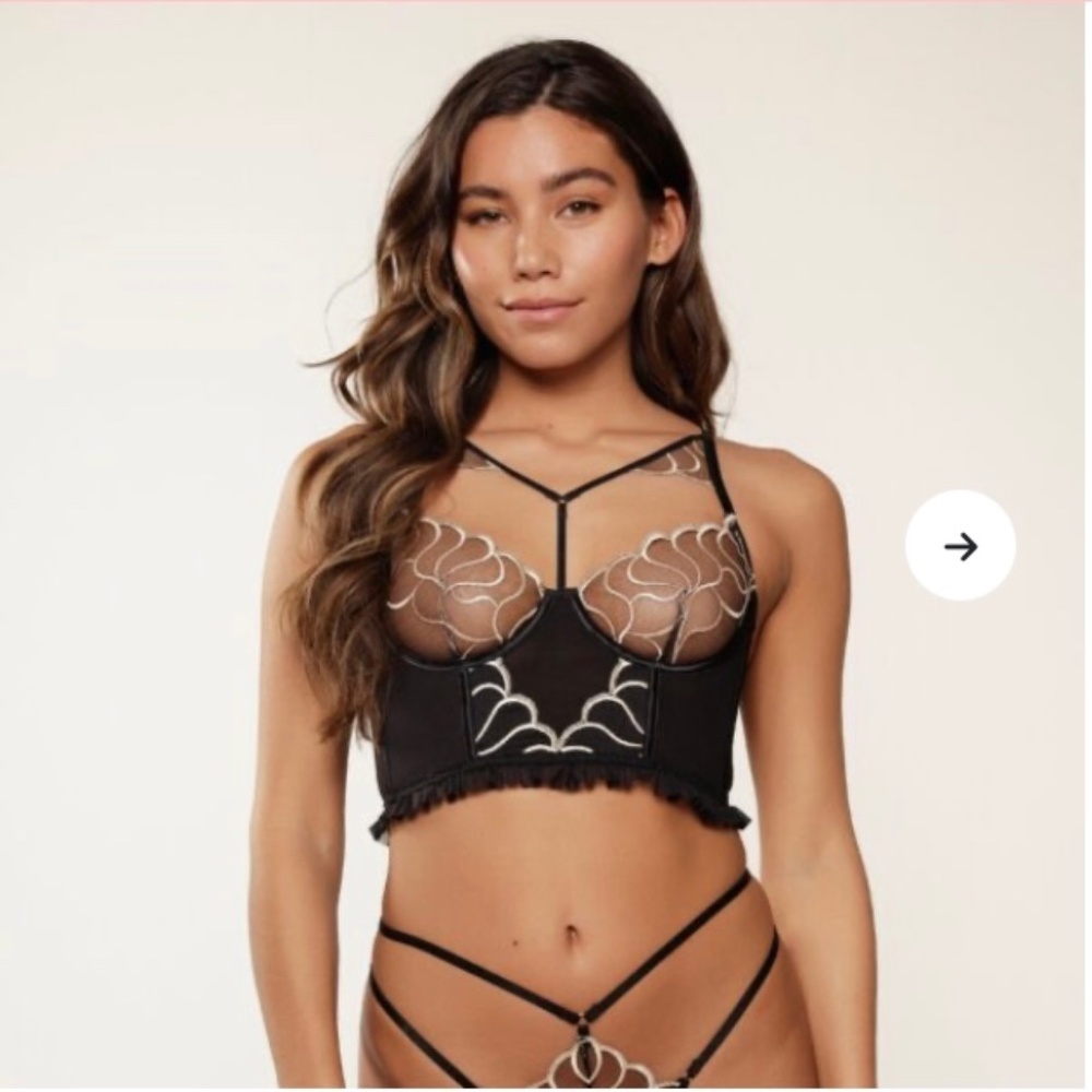 LingaDore Bustier and Thong In Black And Gold Size Medium. NWT